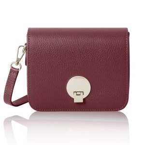 Leather Gold Tone Bag - Burgundy